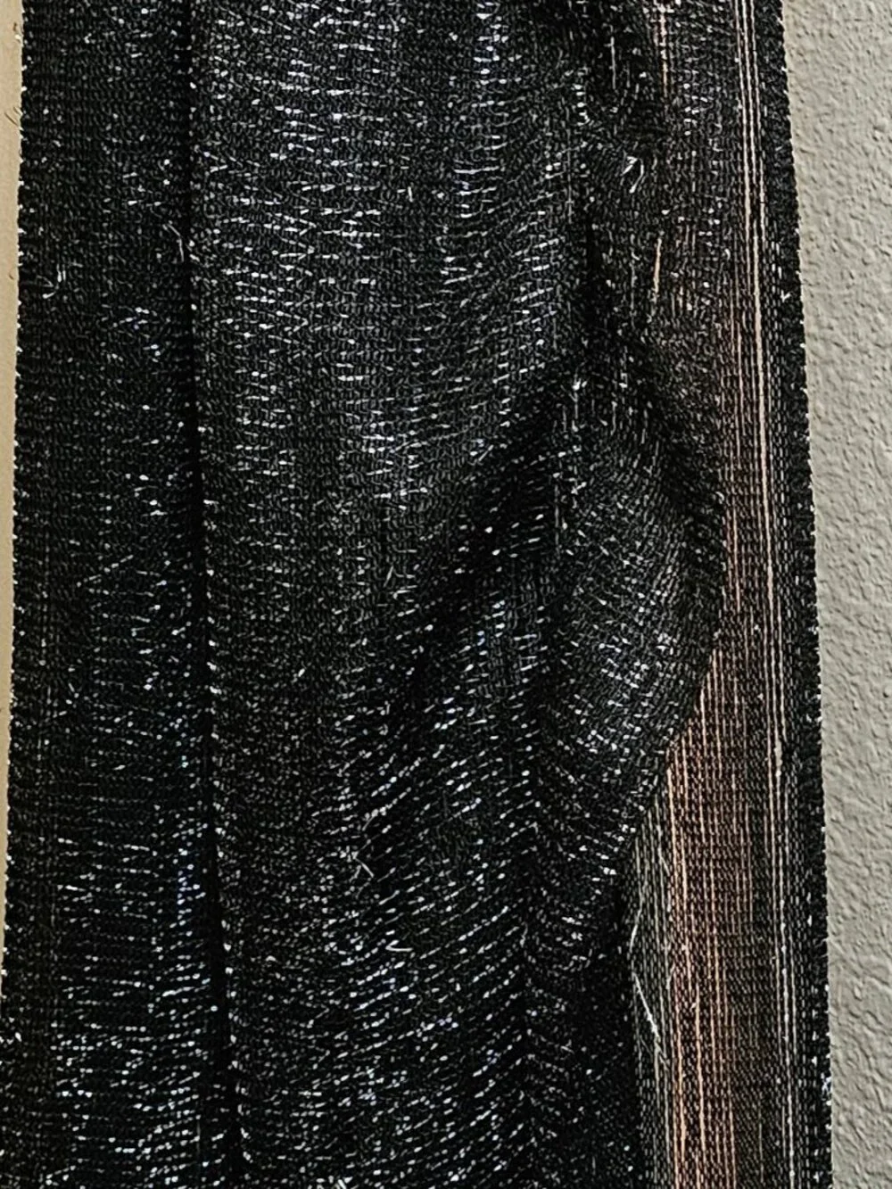 Black Metallic Glitter Fringe Evening Scarf / Shawl Wrap